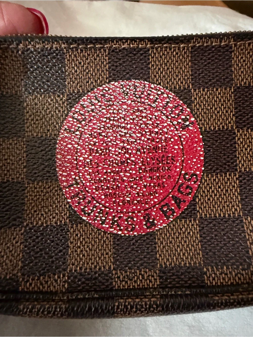 Louis Vuitton Trunks & Bags Damier Ebene Mini Pochette w/LV Branded Chain Strap